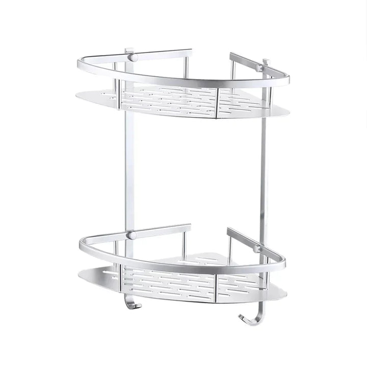 2 Layer Aluminum Steel Corner Bathroom Shelf Bowlift