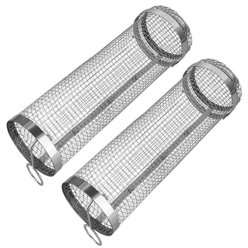 2-piece: Portable BBQ Roll Cart Round Stainless Steel Grill Bowlift
