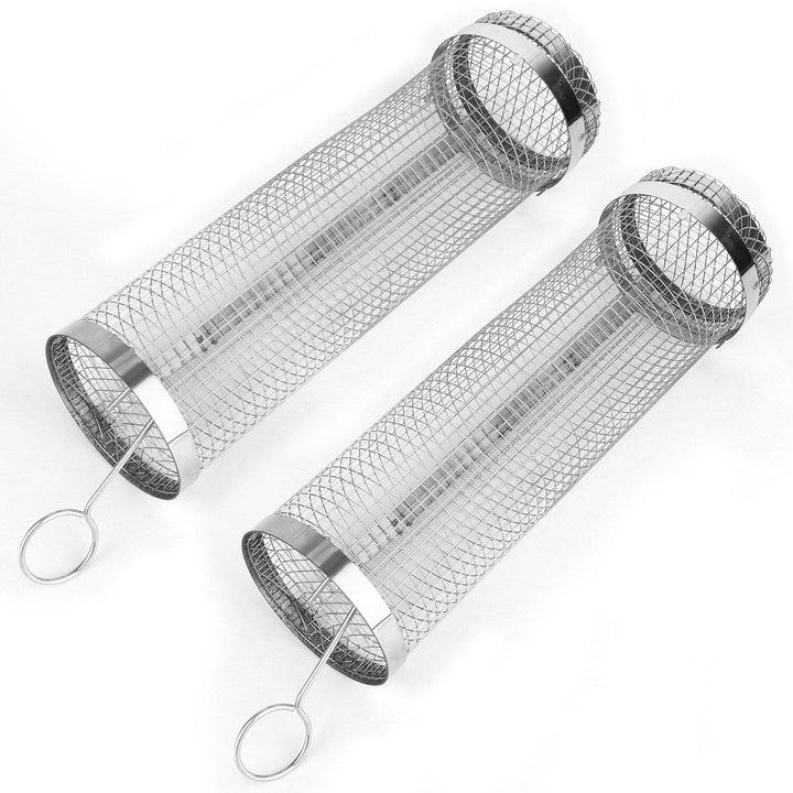 2-piece: Portable BBQ Roll Cart Round Stainless Steel Grill Bowlift
