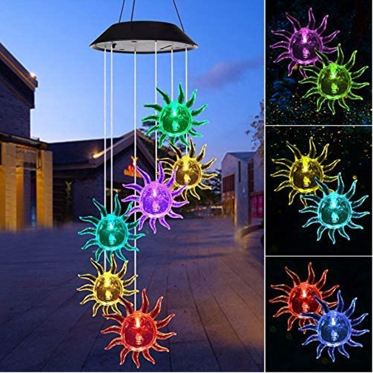 LED Solar Butterfly Wind Chime Garden Hanging Light Bowlift