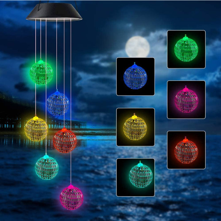 LED Solar Butterfly Wind Chime Garden Hanging Light Bowlift