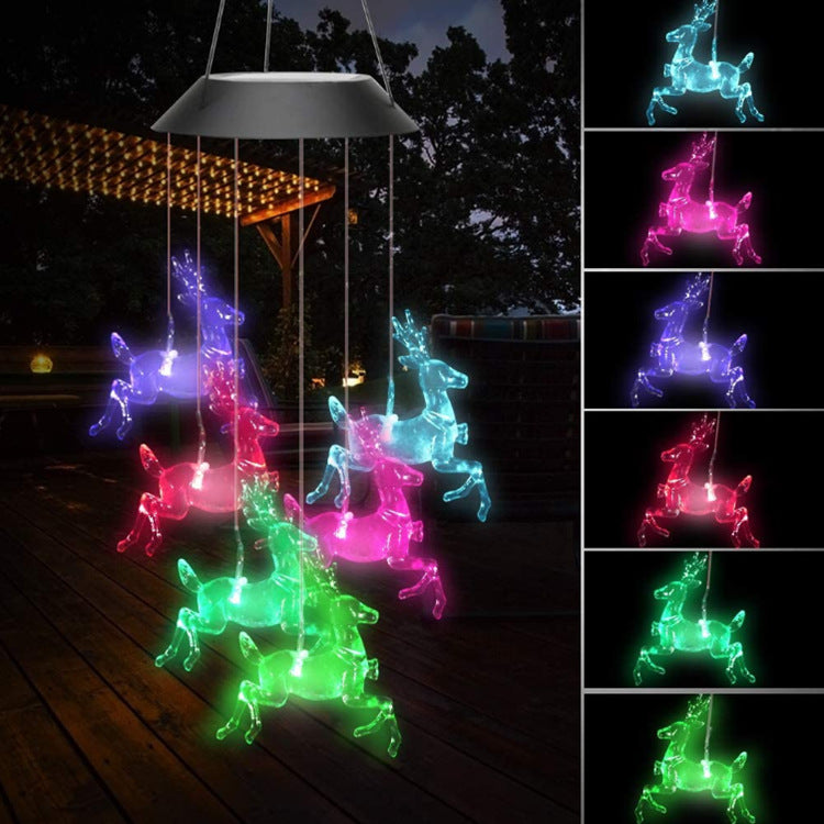 LED Solar Butterfly Wind Chime Garden Hanging Light Bowlift