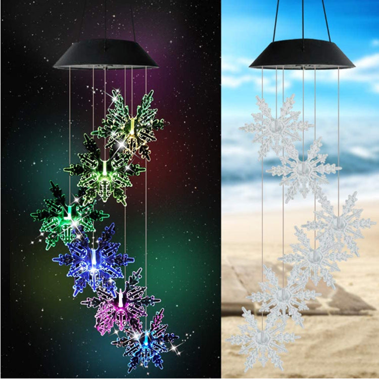 LED Solar Butterfly Wind Chime Garden Hanging Light Bowlift
