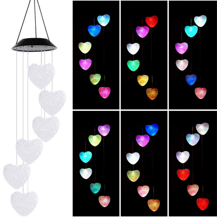 LED Solar Butterfly Wind Chime Garden Hanging Light Bowlift