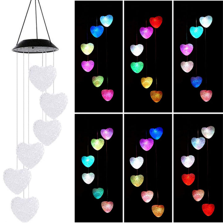 LED Solar Butterfly Wind Chime Garden Hanging Light Bowlift