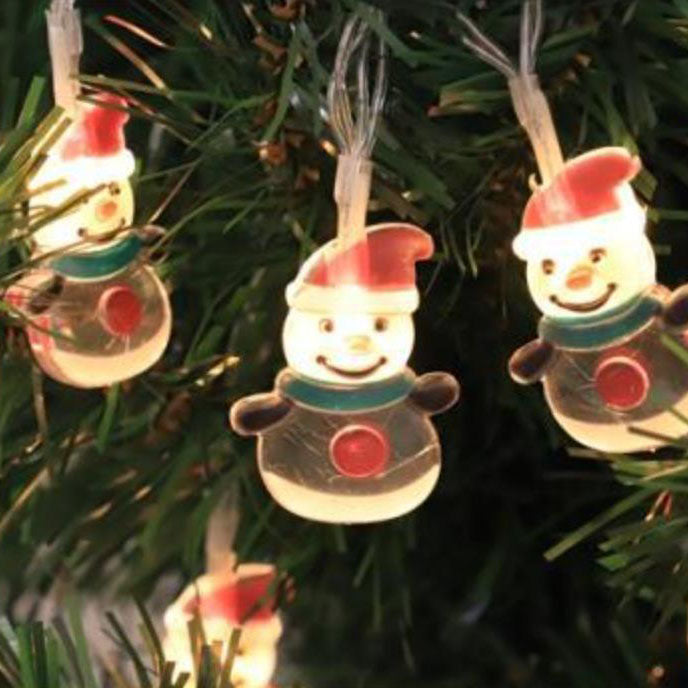 Battery-Powered Christmas LED String Lights with Snowman Designs and Multiple Lengths