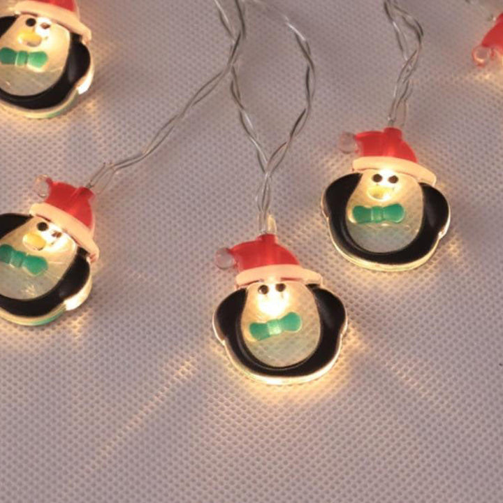 Battery-Powered Christmas LED String Lights with Snowman Designs and Multiple Lengths