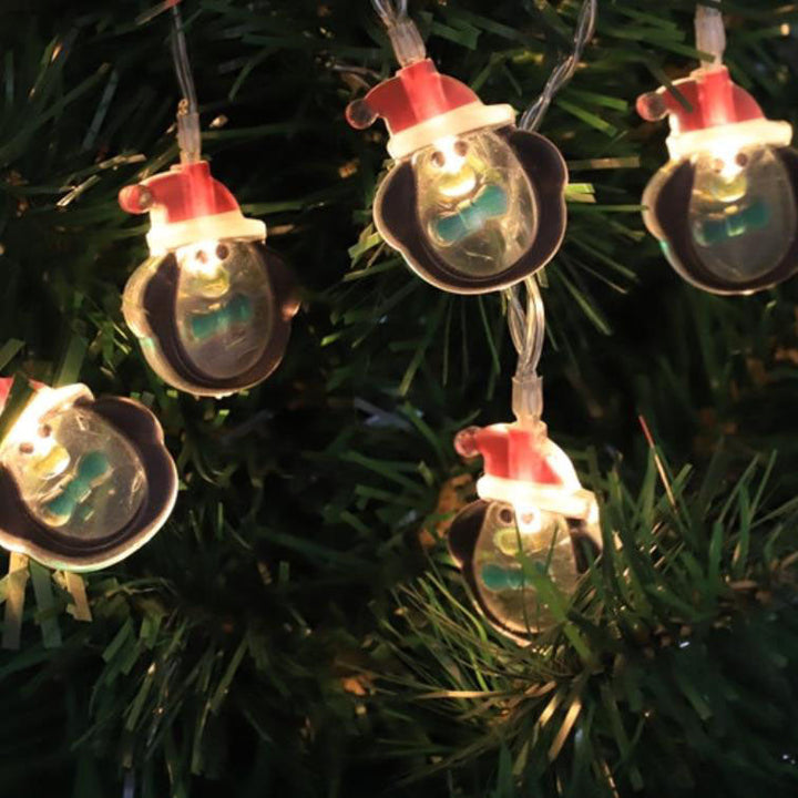 Battery-Powered Christmas LED String Lights with Snowman Designs and Multiple Lengths