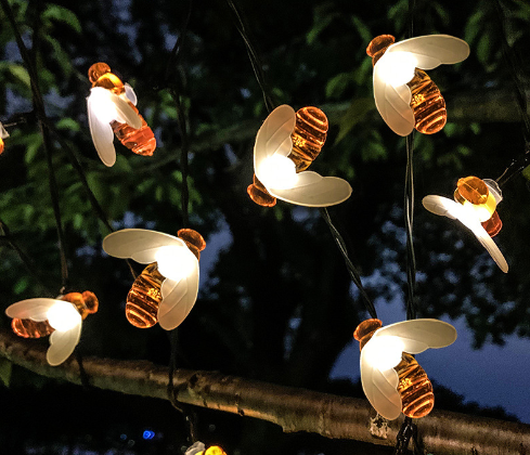 BowLift | Modern Art Deco Waterproof Solar PVC Rubber Acrylic Snow Bee Ball Crystal Ball Teardrop LED String Lights Outdoor Light For Garden