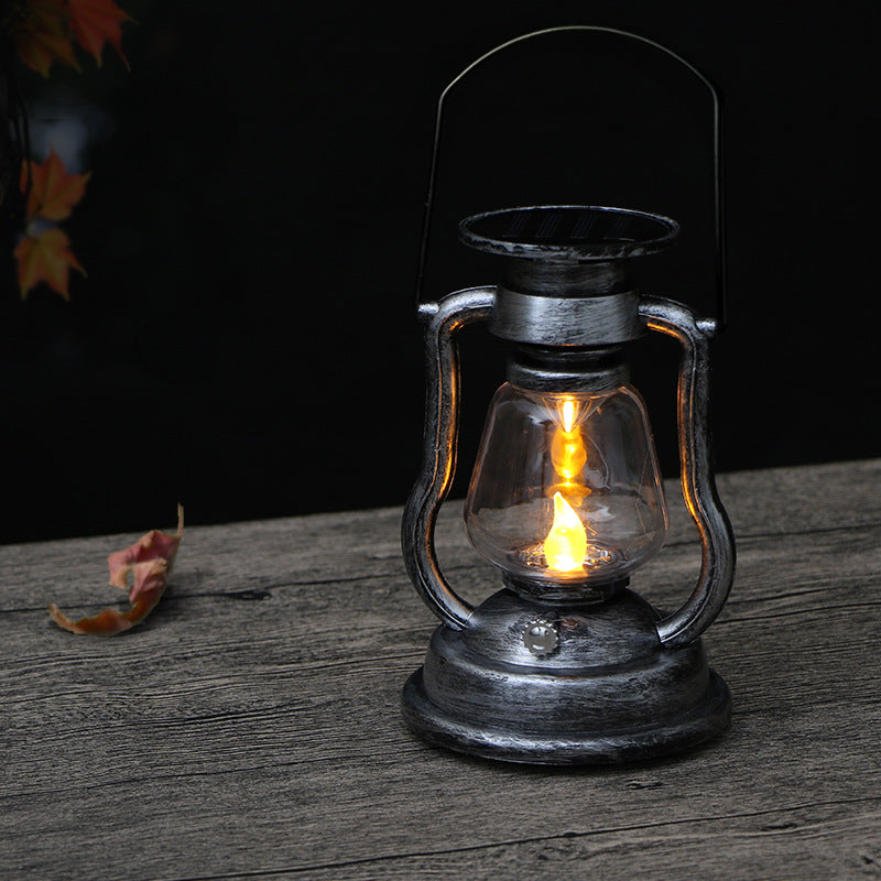 Antique-Inspired Solar LED Lantern With Glass Globe And Metal Handle Bowlift