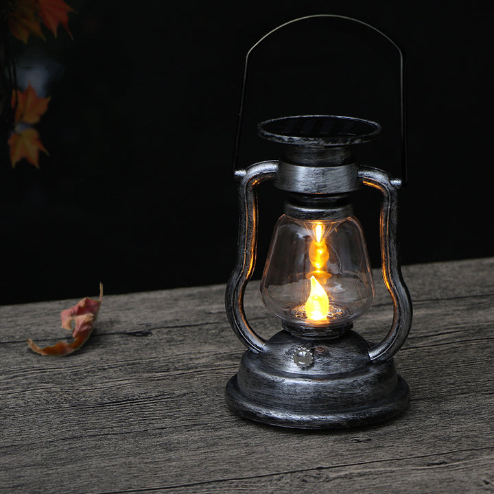 Antique-Inspired Solar LED Lantern With Glass Globe And Metal Handle Bowlift