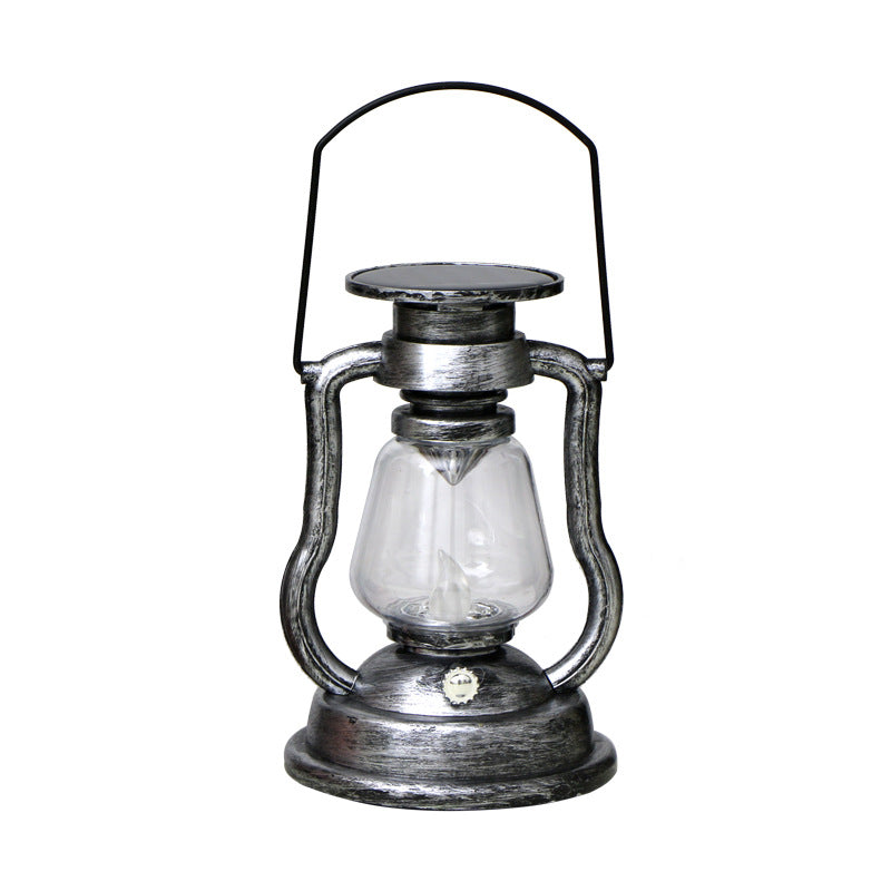 Antique-Inspired Solar LED Lantern With Glass Globe And Metal Handle Bowlift