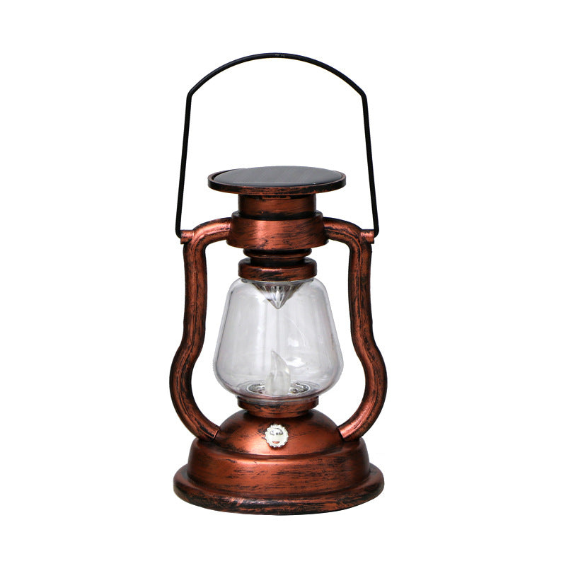 Antique-Inspired Solar LED Lantern With Glass Globe And Metal Handle Bowlift