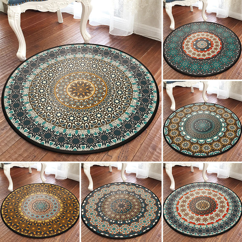 BowLift | Traditional Multicolored Moroccan Carpet Polypropylene Mandala Area Rug Non-Slip Machine Washable Stain Resistant Rug for Rome