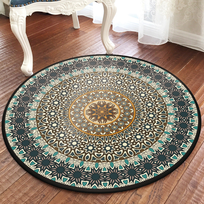 BowLift | Traditional Multicolored Moroccan Carpet Polypropylene Mandala Area Rug Non-Slip Machine Washable Stain Resistant Rug for Rome
