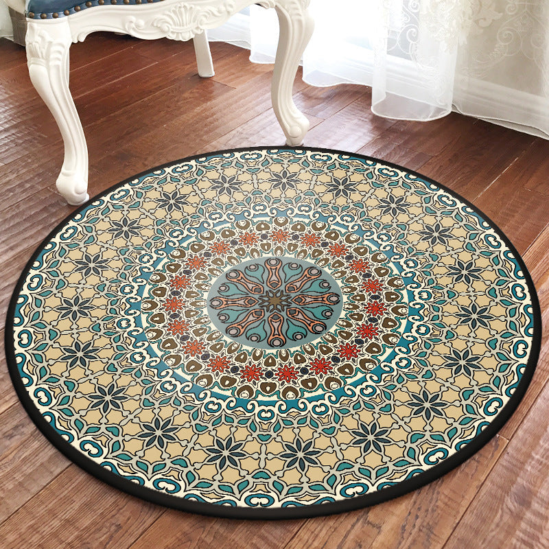 BowLift | Traditional Multicolored Moroccan Carpet Polypropylene Mandala Area Rug Non-Slip Machine Washable Stain Resistant Rug for Rome