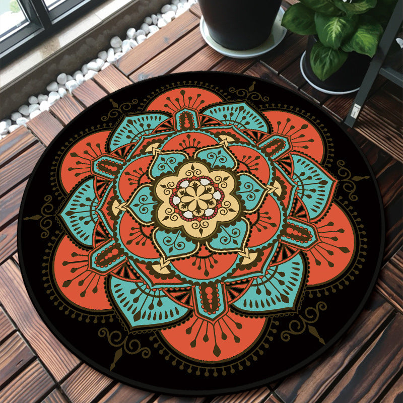 Classic multi-colored mandala rug polypropylene Moroccan rug dirt-resistant machine washable non-slip rug for the door | Bowlift