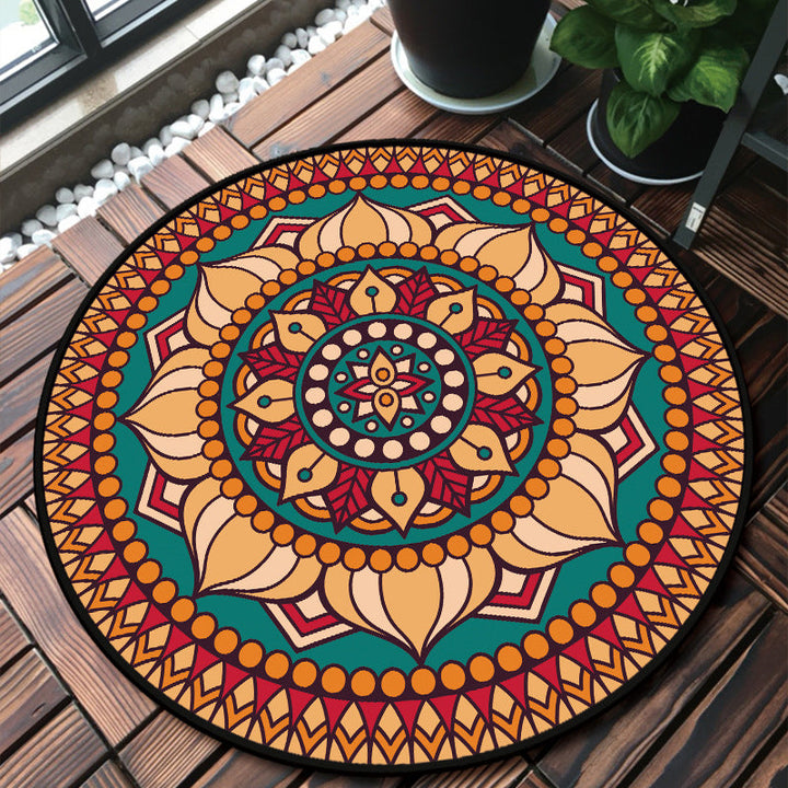 Classic multi-colored mandala rug polypropylene Moroccan rug dirt-resistant machine washable non-slip rug for the door | Bowlift