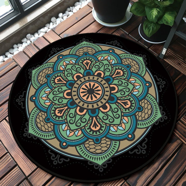 Classic multi-colored mandala rug polypropylene Moroccan rug dirt-resistant machine washable non-slip rug for the door | Bowlift