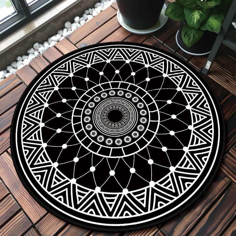 Classic multi-colored mandala rug polypropylene Moroccan rug dirt-resistant machine washable non-slip rug for the door | Bowlift