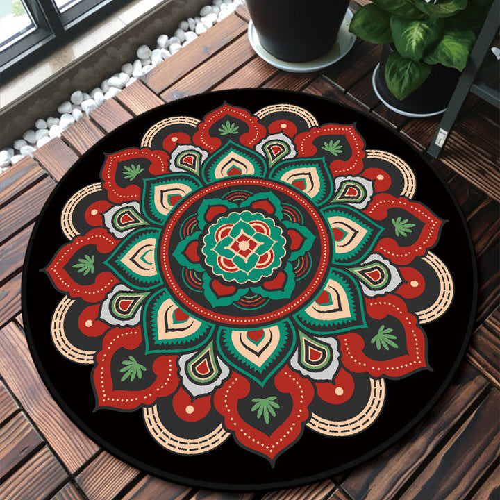 Classic multi-colored mandala rug polypropylene Moroccan rug dirt-resistant machine washable non-slip rug for the door | Bowlift