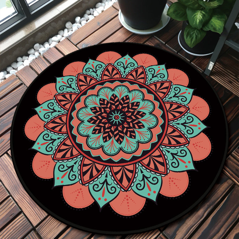 Classic multi-colored mandala rug polypropylene Moroccan rug dirt-resistant machine washable non-slip rug for the door | Bowlift