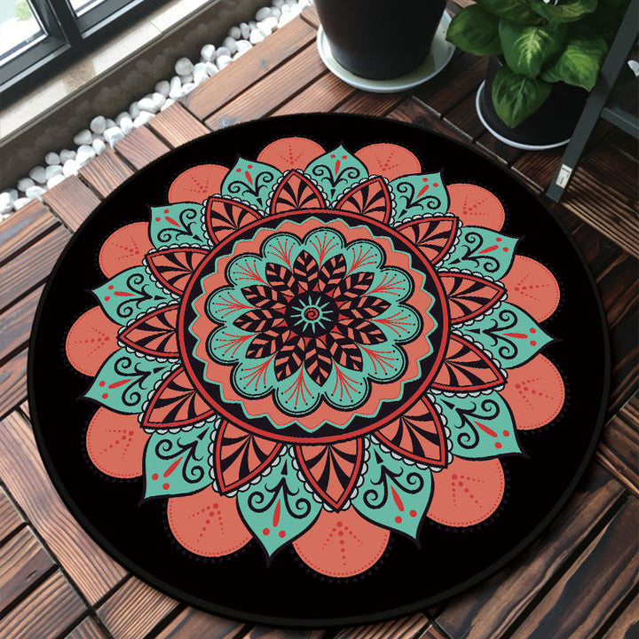Classic multi-colored mandala rug polypropylene Moroccan rug dirt-resistant machine washable non-slip rug for the door | Bowlift