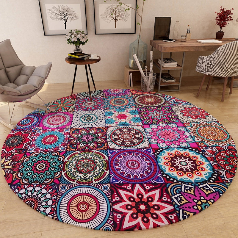 Chic Multicolored Persian Carpet Polyester Flower Pattern Carpet Washable Non-Slip Pet-Friendly Carpet for Home | Bowlift