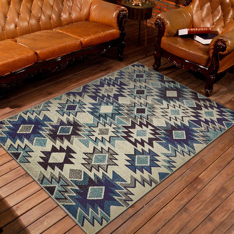 BowLift | Nostalgic Persian Carpet Multicolored Grid Mat Non-slip Washable Pet-friendly Carpet for Living Room