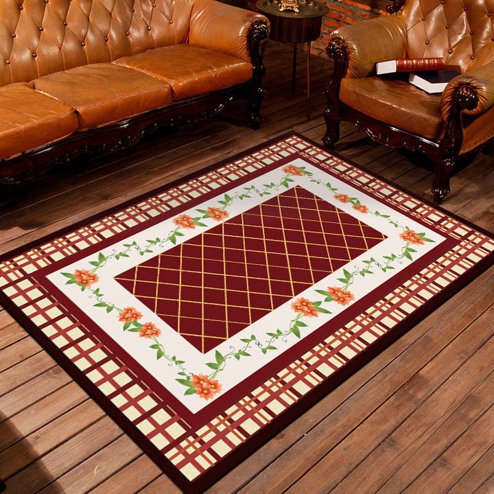 BowLift | Nostalgic Persian Carpet Multicolored Grid Mat Non-slip Washable Pet-friendly Carpet for Living Room