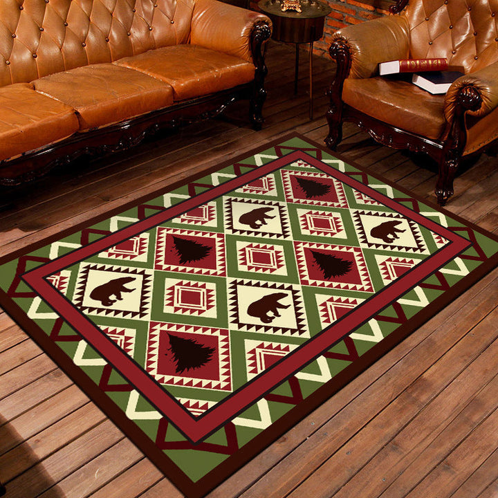 BowLift | Nostalgic Persian Carpet Multicolored Grid Mat Non-slip Washable Pet-friendly Carpet for Living Room
