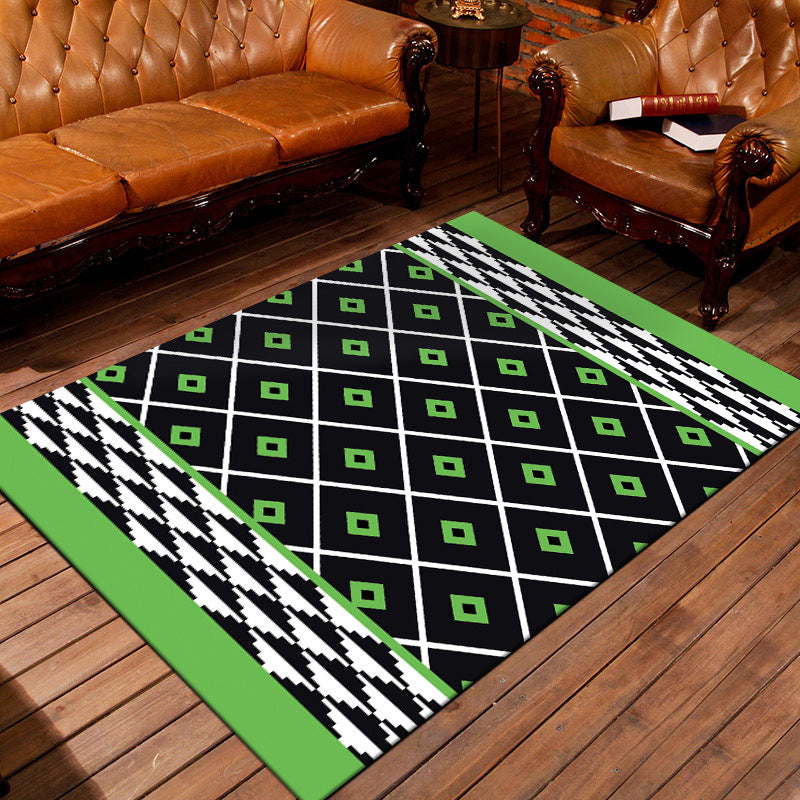 BowLift | Nostalgic Persian Carpet Multicolored Grid Mat Non-slip Washable Pet-friendly Carpet for Living Room