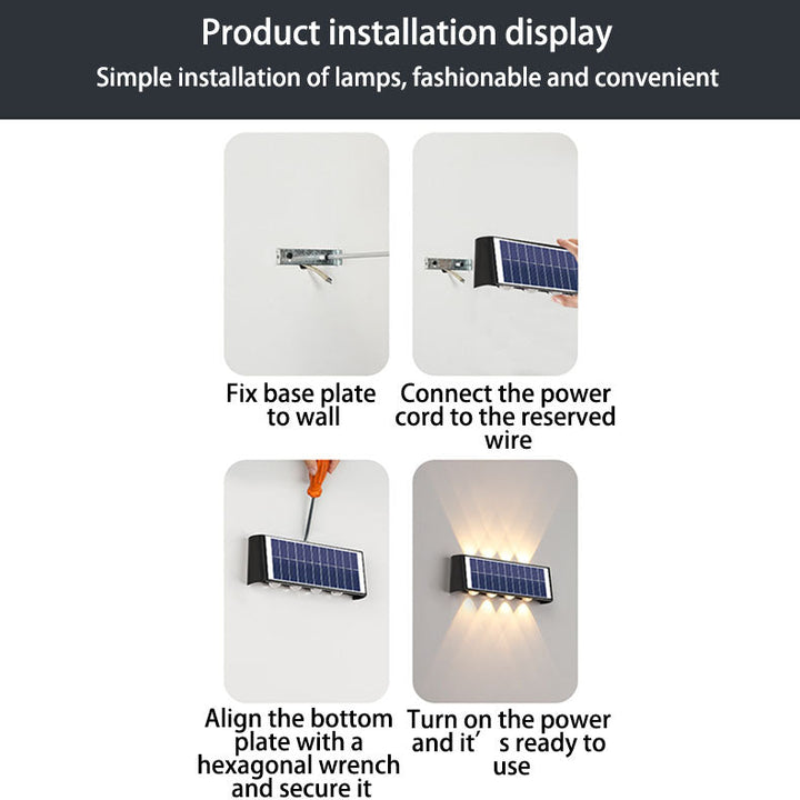 BowLift | Lumiora Modern Solar-LED Wall Lamp for Outdoors | Rectangular Design | IP56 Waterproof | Different Sizes & Light Intensities