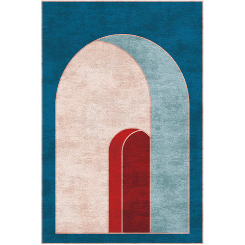 BowLift | Classic curved door mat Multicolored postmodern rug Polyester Non-slip backing Washable Pet-friendly rug for the room