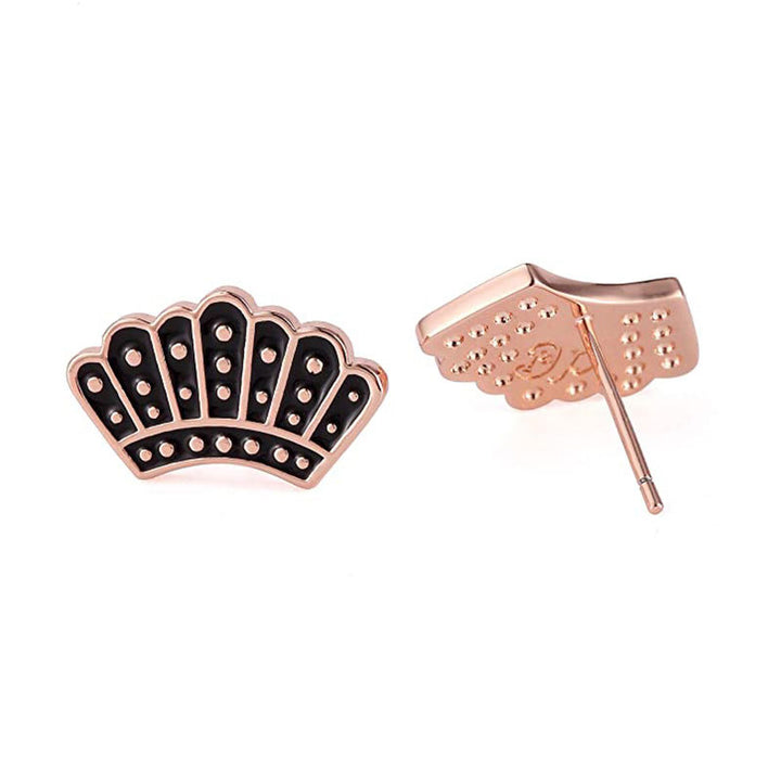 Elegant Gold and Black Fan-Shaped Earrings Bowlift