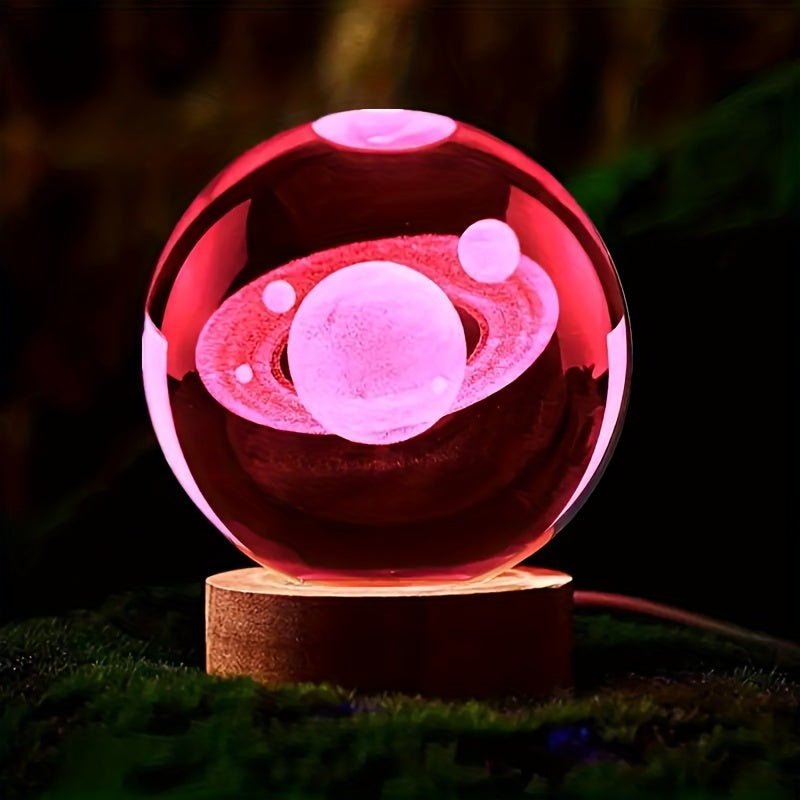 LumiSphere - Luxury 3D Crystal Table Lamp with Wooden Base Bowlift