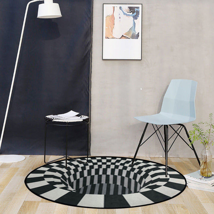 BowLift | Creepy Hole 3D Illusion Rug Black and White Modern Rug Polypropylene Pet-Friendly Antiskid Dirt-Resistant Rug for Living Room