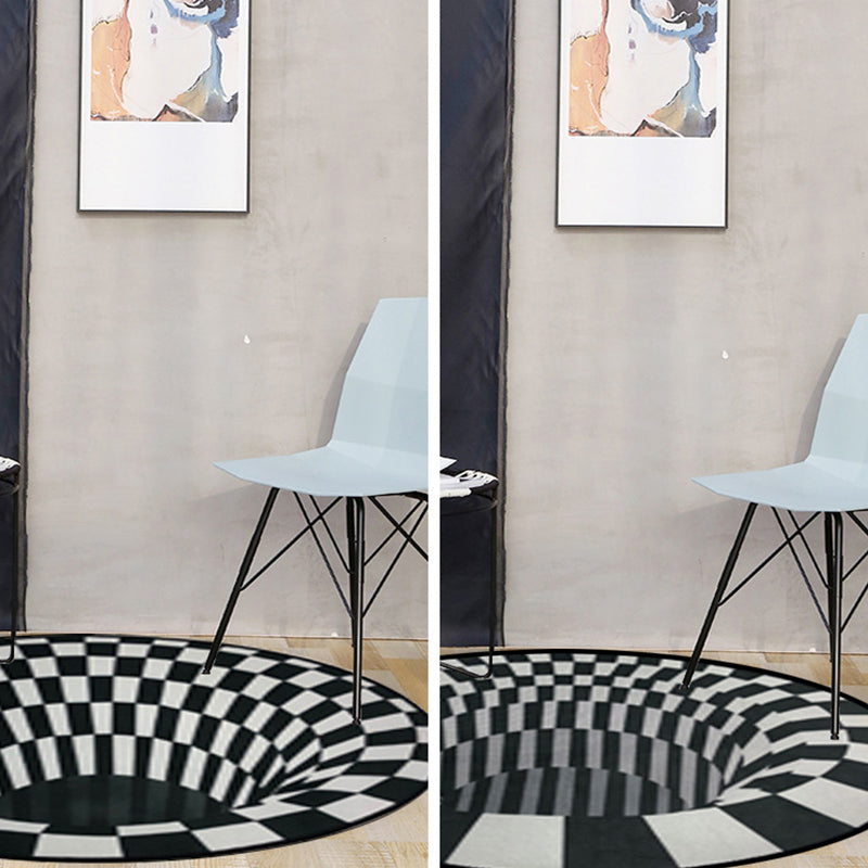 BowLift | Creepy Hole 3D Illusion Rug Black and White Modern Rug Polypropylene Pet-Friendly Antiskid Dirt-Resistant Rug for Living Room