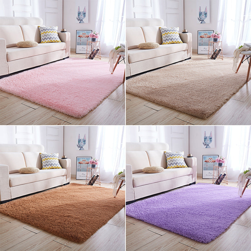 BowLift | Multicolored living room rug Nordic simple rug fluffy machine washable stain resistant non-slip back rug with braided edge