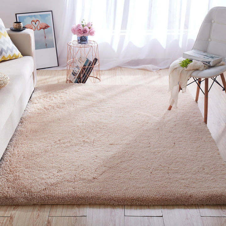 BowLift | Multicolored living room rug Nordic simple rug fluffy machine washable stain resistant non-slip back rug with braided edge