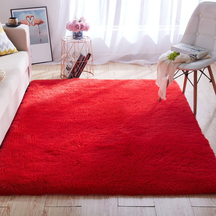 BowLift | Multicolored living room rug Nordic simple rug fluffy machine washable stain resistant non-slip back rug with braided edge