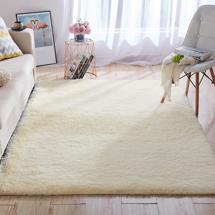 BowLift | Multicolored living room rug Nordic simple rug fluffy machine washable stain resistant non-slip back rug with braided edge