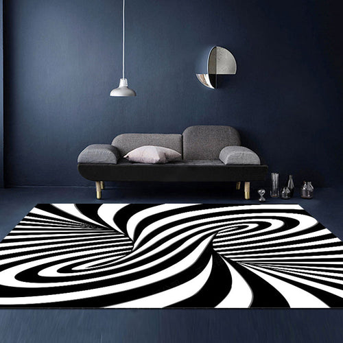 BowLift | Unusual Visual Deception Rug Black and White Modern Area Rug Polypropylene Pet Friendly Machine Washable Non-Slip Rug for Home Deco