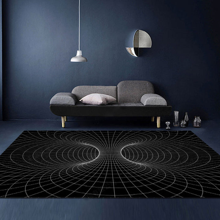 BowLift | Unusual Visual Deception Rug Black and White Modern Area Rug Polypropylene Pet Friendly Machine Washable Non-Slip Rug for Home Deco