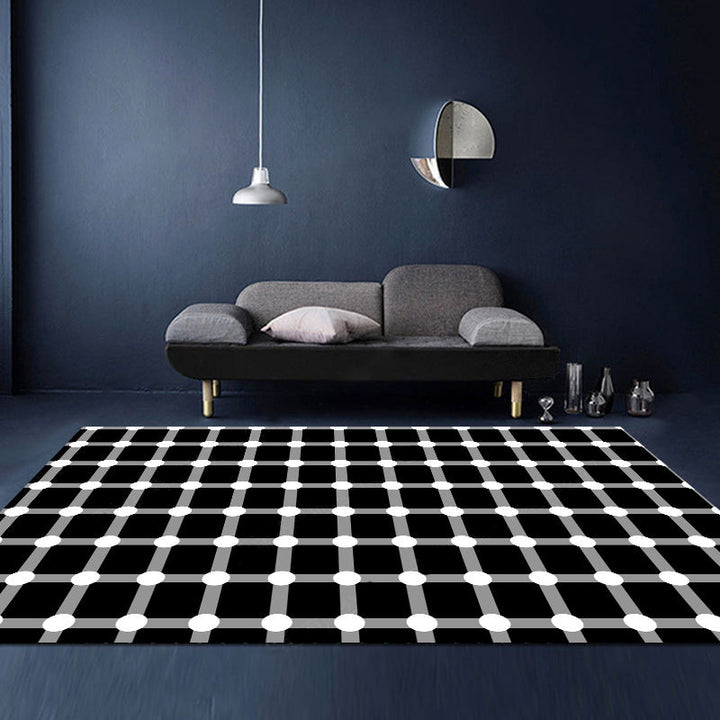 BowLift | Unusual Visual Deception Rug Black and White Modern Area Rug Polypropylene Pet Friendly Machine Washable Non-Slip Rug for Home Deco