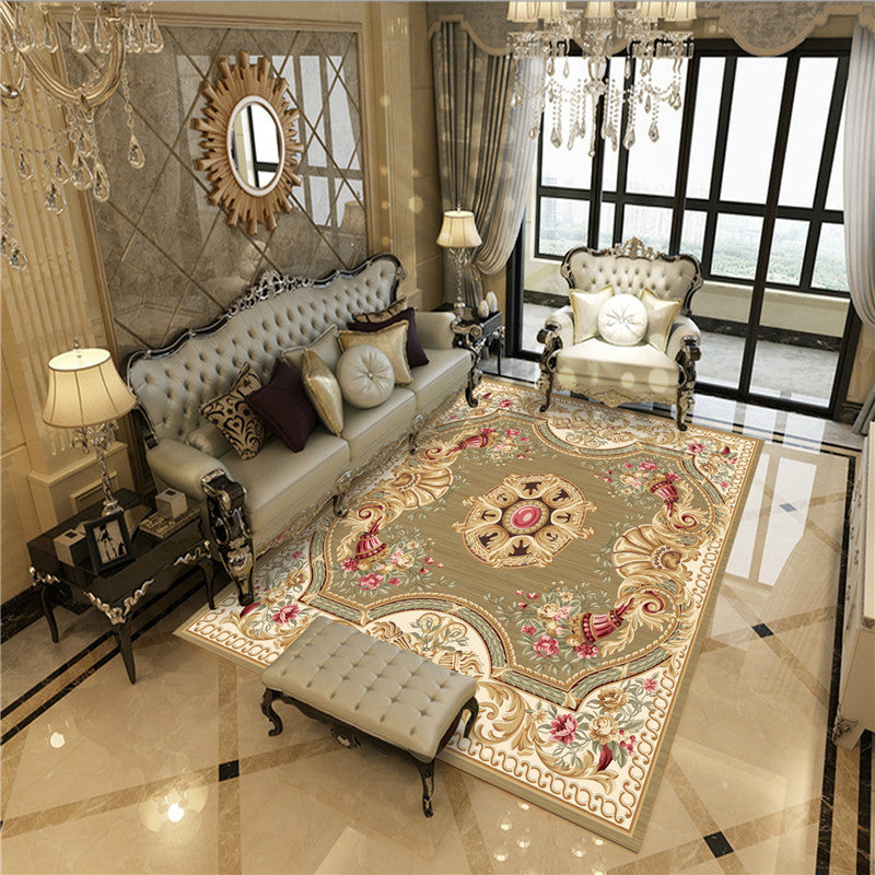 BowLift | Beautiful Peony Print Rug Multicolor Classic Rug Polypropylene Non-slip Machine Washable Stain Resistant Rug for the Room