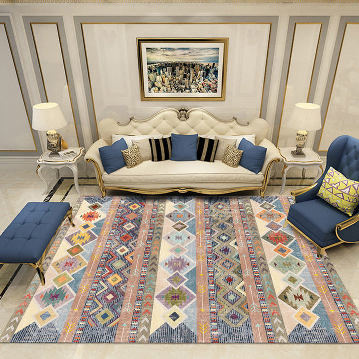 BowLift | Nostalgia Chamber Rug Multicolored Jacquard Rug Synthetic Pet Friendly Non-Slip Back Machine Washable Rug