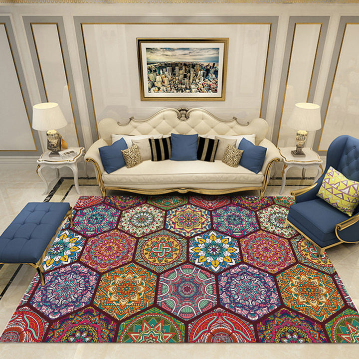 BowLift | Nostalgia Chamber Rug Multicolored Jacquard Rug Synthetic Pet Friendly Non-Slip Back Machine Washable Rug