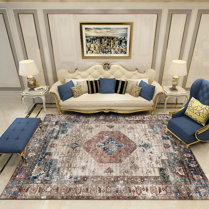 BowLift | Nostalgia Chamber Rug Multicolored Jacquard Rug Synthetic Pet Friendly Non-Slip Back Machine Washable Rug