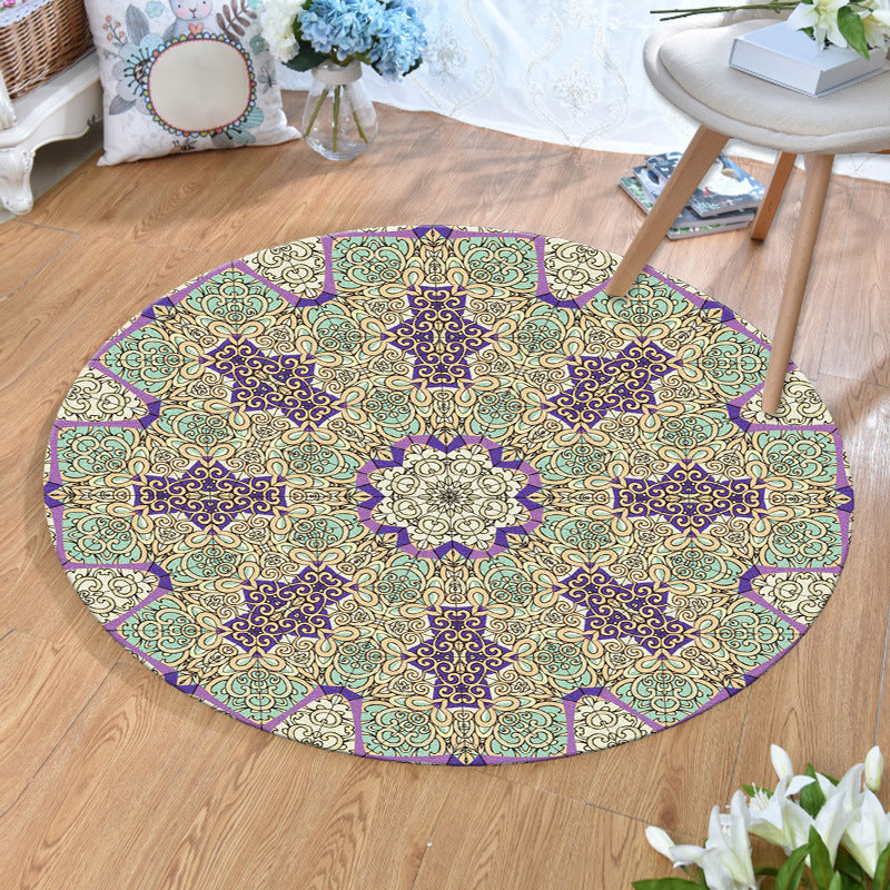 Ethnic Multi-Color Print Rug Polyester Persian Rug Stain Resistant Machine Washable Non-Slip Back Rug for the Living Room | Bowlift